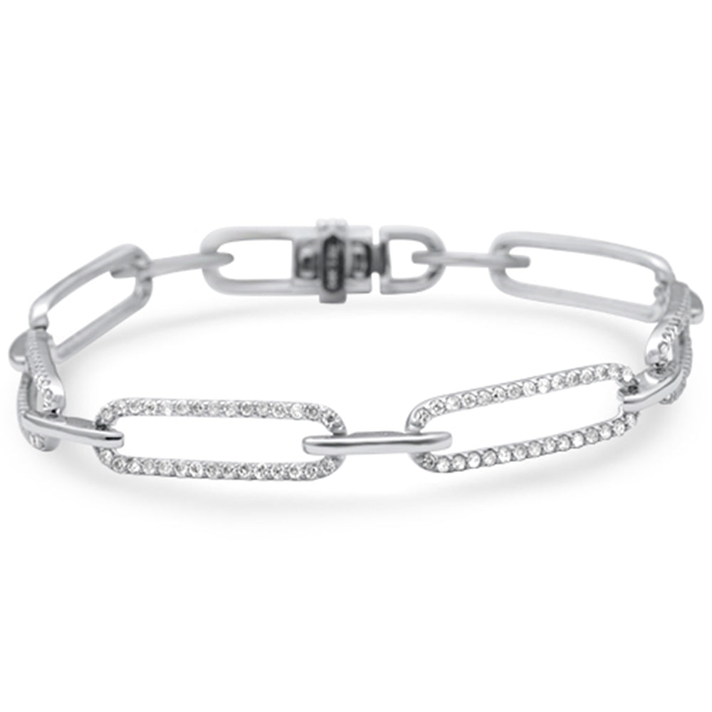 1.52ct G SI 14K White Gold Diamond Paperclip Bracelet