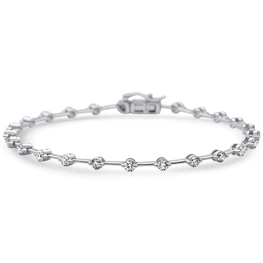 1.56ct G SI 14K White Gold Diamond Bezel Style Bracelet 7"