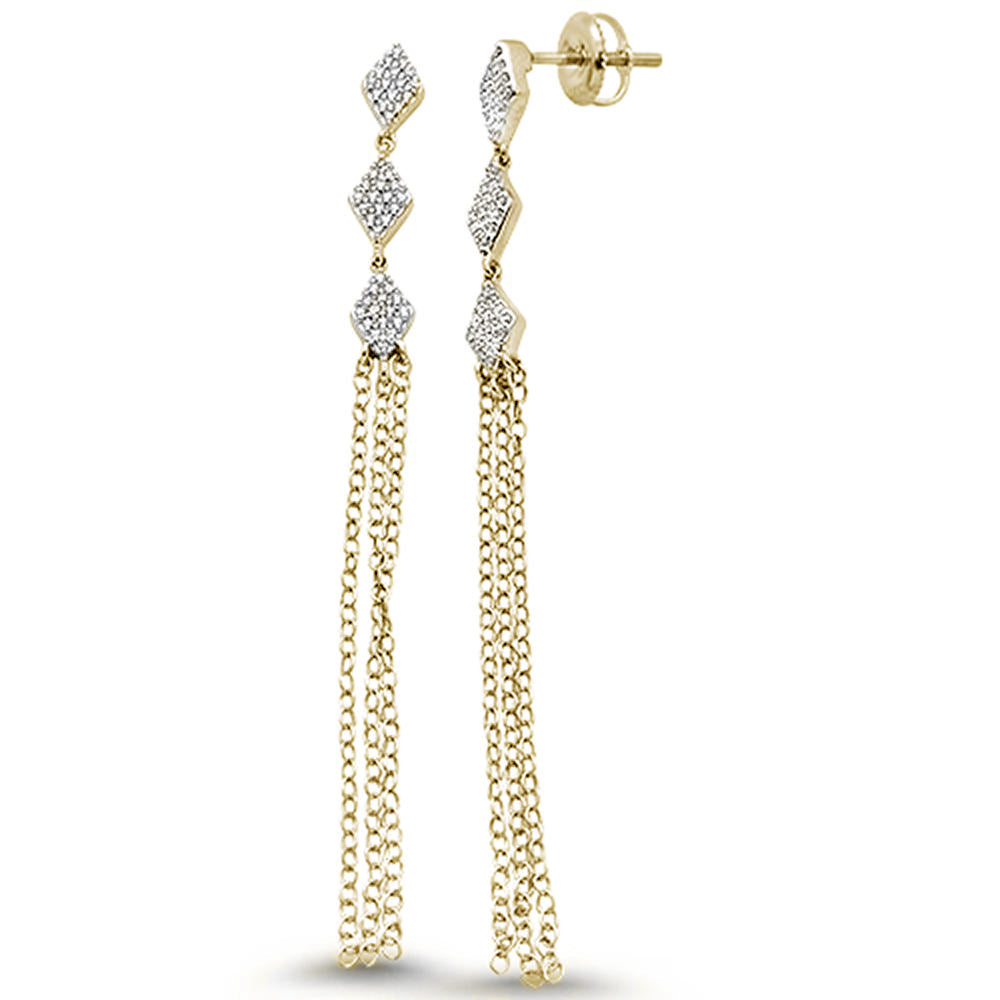 SPECIAL! .22ct 14k Yellow Gold Diamond Drop Dangle Tassel Earrings