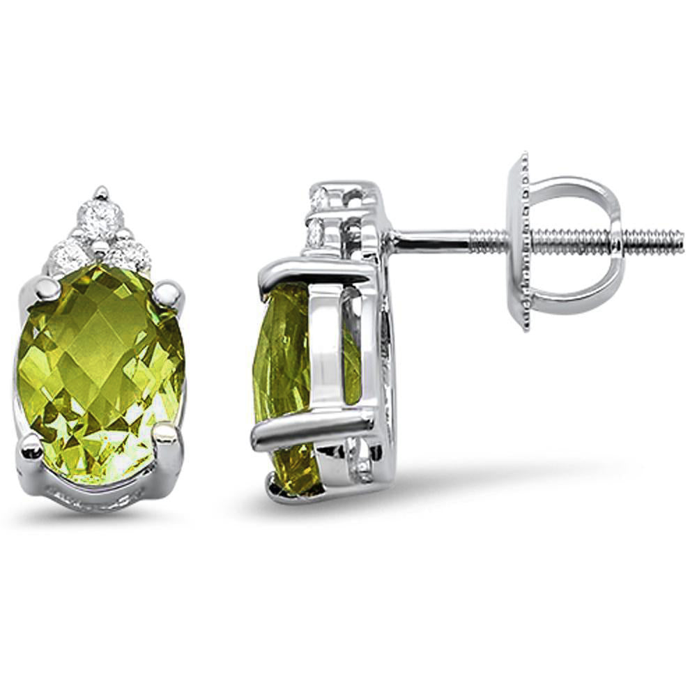 2.39cts 10k White Gold Oval Olive Diamond Earrings