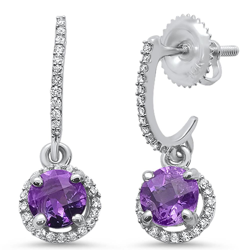 1.03cts 10k White Gold Round Amethyst Diamond Earrings