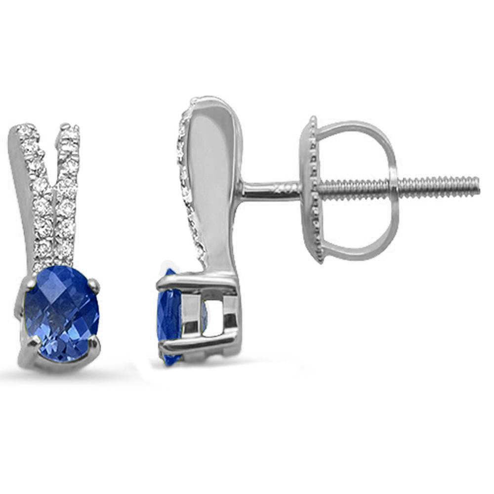 GEMSTONE CLOSEOUT ! .61cts 10k White Gold Oval Tanzanite & Diamond Earrings