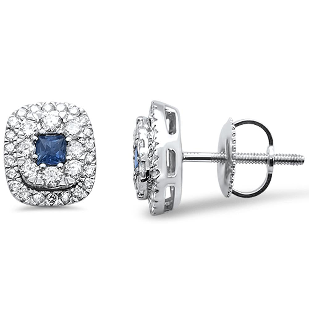 .59ct 14k White Gold Blue Sapphire & Diamond Stud Earring