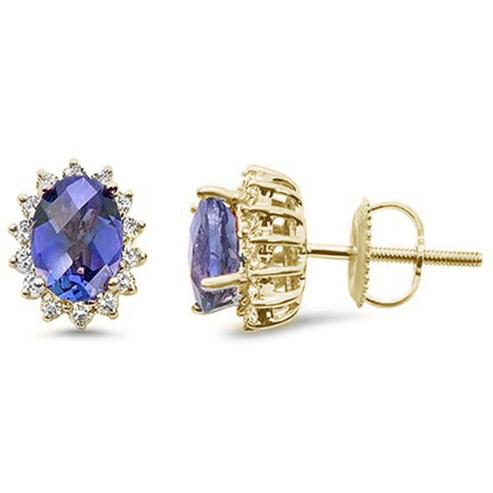 1.83ct 10K Yellow Gold Tanzanite & Diamond Earrings
