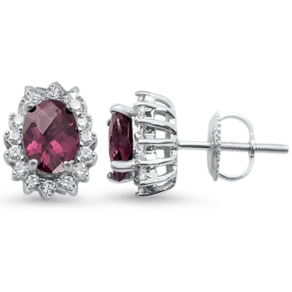 2.38cts 10k White Gold Rhodolite & Diamond Earrings