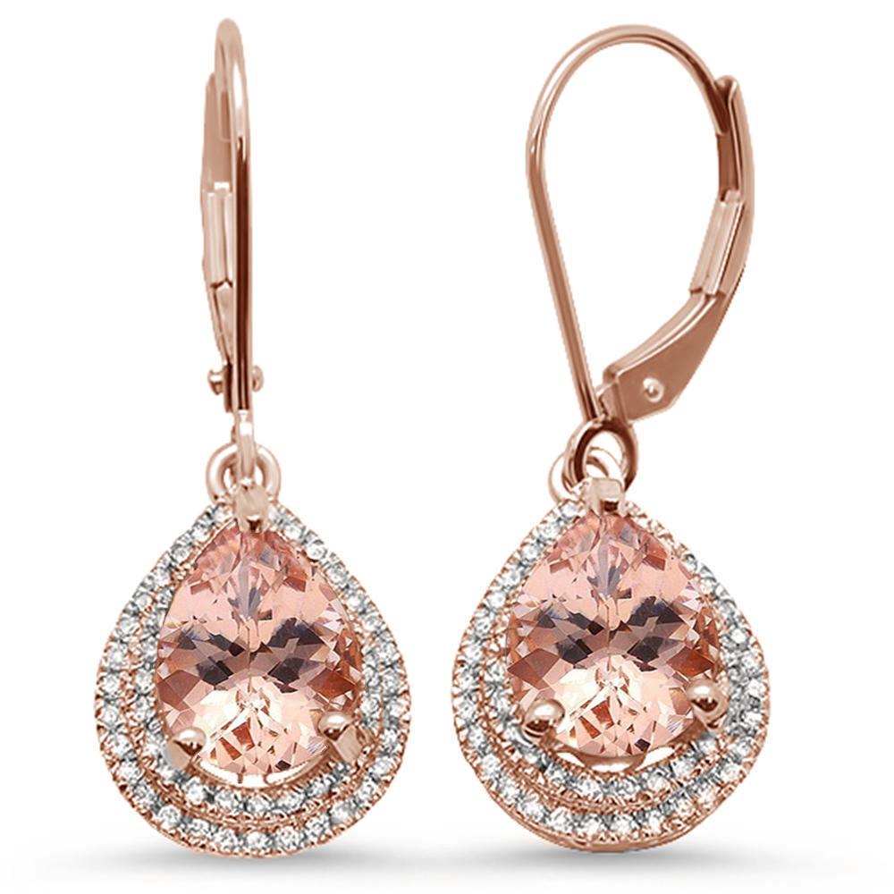 2.55ct 10k Rose Gold Pear Shape Morganite & Diamond Earrings