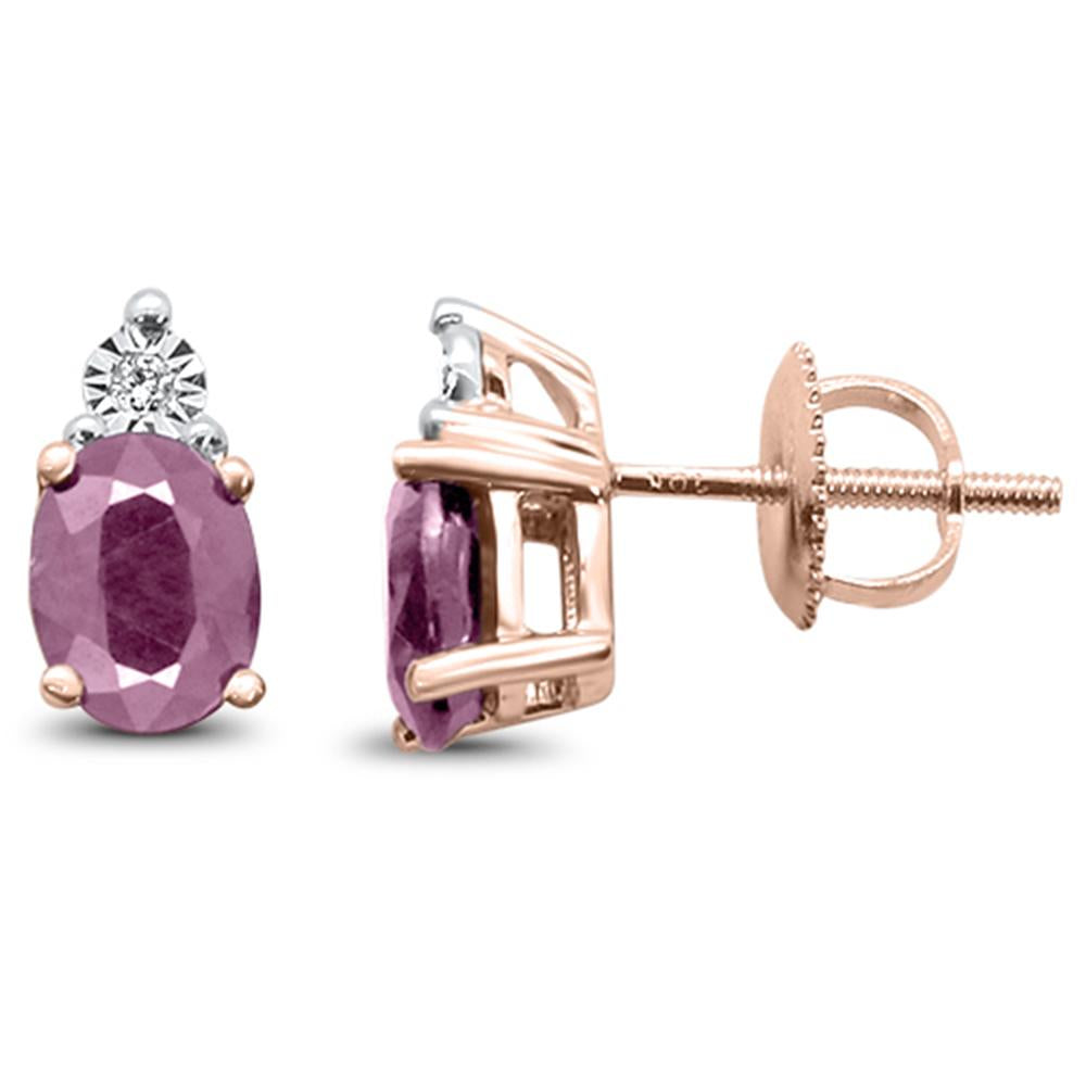 1.71ct 10K Rose Gold Natural Ruby & Diamond Earrings