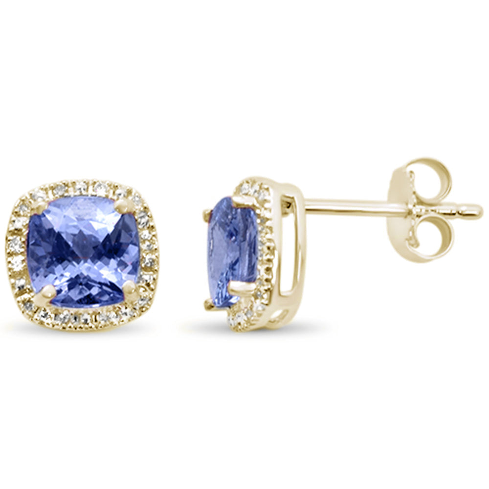 1.92ct G SI 14K Yellow Gold Tanzanite Gemstone & Diamond Earrings