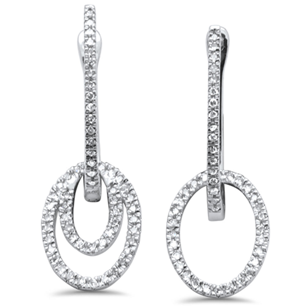 .25ct G SI 14K White Gold Oval Dangling Earrings