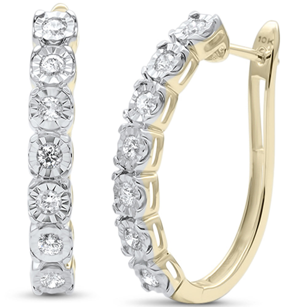 1.05ct G SI 10K Yellow Gold Diamond Hoop Huggie Lever Back Earrings
