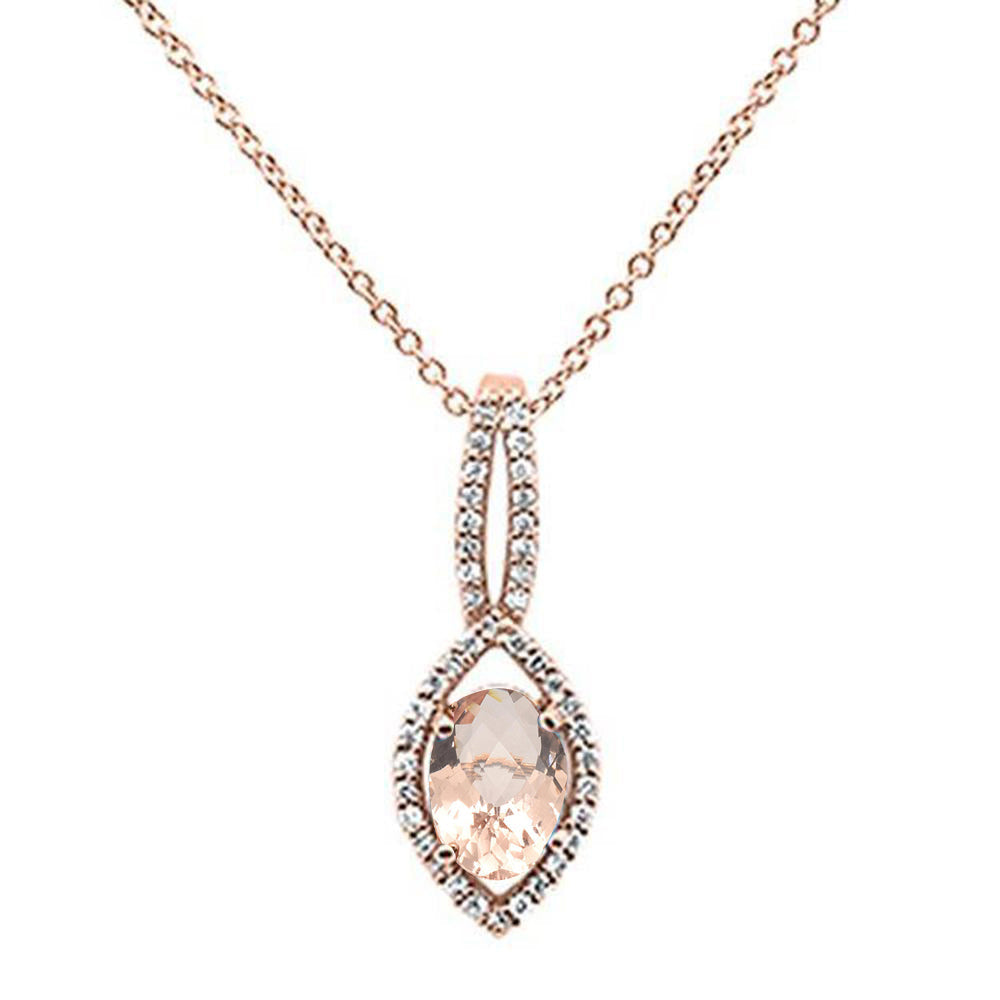 .81ct 10k Rose Gold Morganite & Diamond Solitaire Pendant Necklace 18"