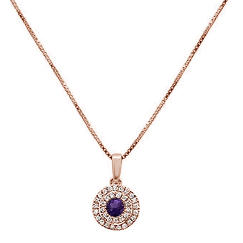 .37cts 10k Rose Gold Round Amethyst & Diamond Pendant