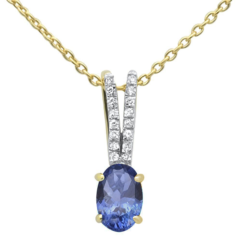 .71ct 10k Yellow Gold Tanzanite & Diamond Solitaire Pendant Necklace 18"