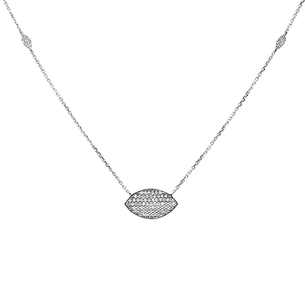 .24ct 14k White Gold Diamond Evil Eye Hamsah Protect Pendant Necklace 18"