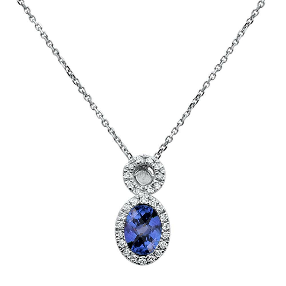 GEMSTONE CLOSEOUT ! .56ct 10K White Gold Tanzanite & Diamond Pendant