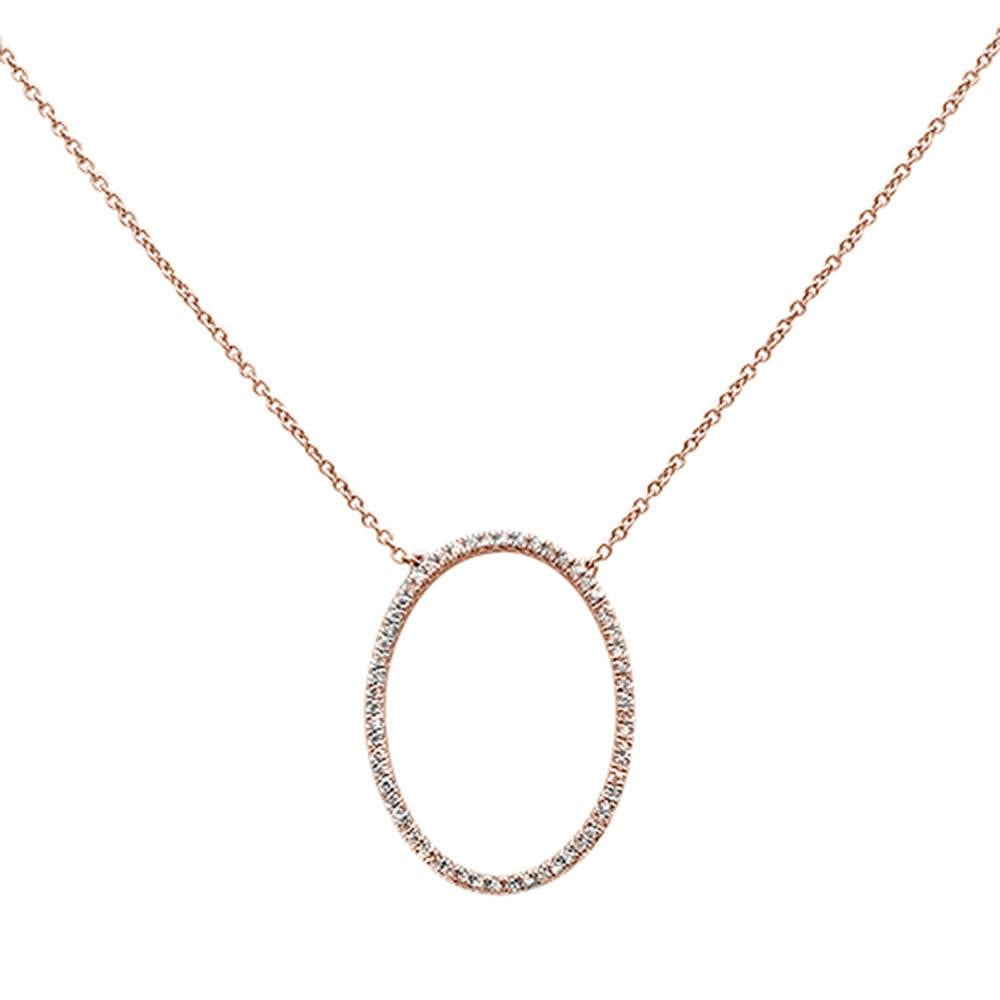 .17ct 14k Oval Modern Rose Gold Diamond Pendant Necklace 18"