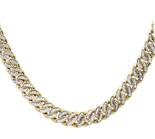 6mm 2.20ct G SI 14k Yellow Gold Diamond Round Cuban Necklace 22"
