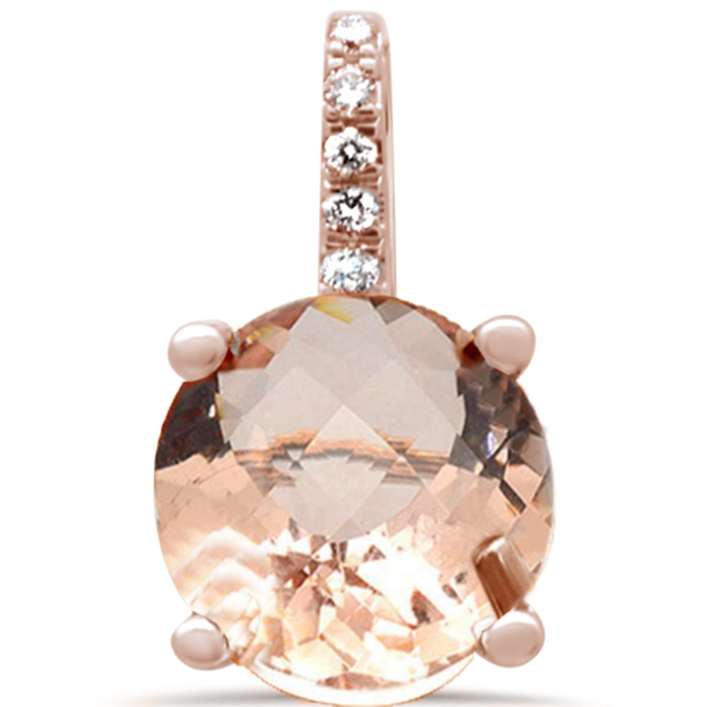 1.06ct F SI 14K Rose Gold Diamond & Morganite Gemstone Pendant