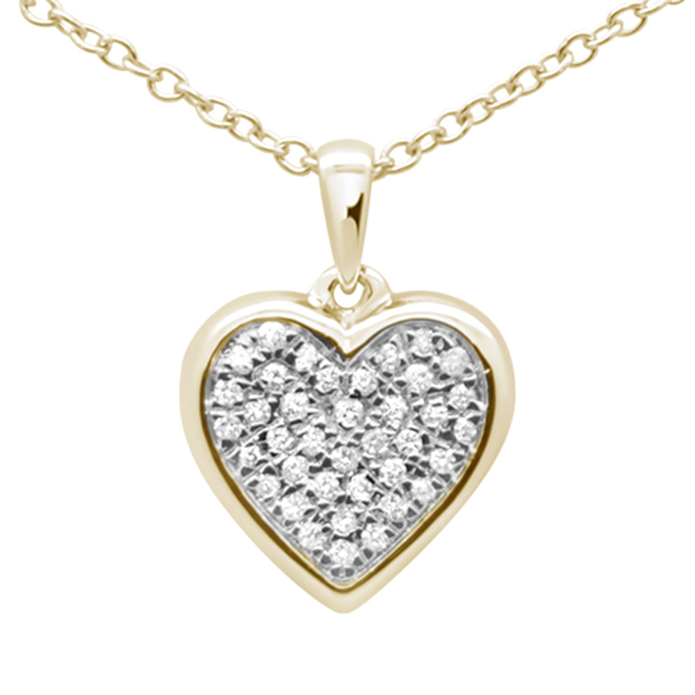 .10ct G SI 14K Yellow Gold Diamond Heart Diamond Pendant Necklace 18"