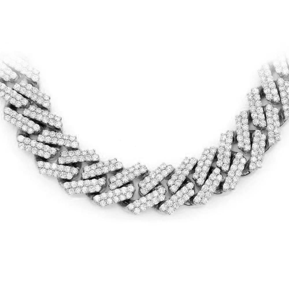 11MM 15.31ct G SI 14KT White Gold Diamond Square Cuban Necklace 22"