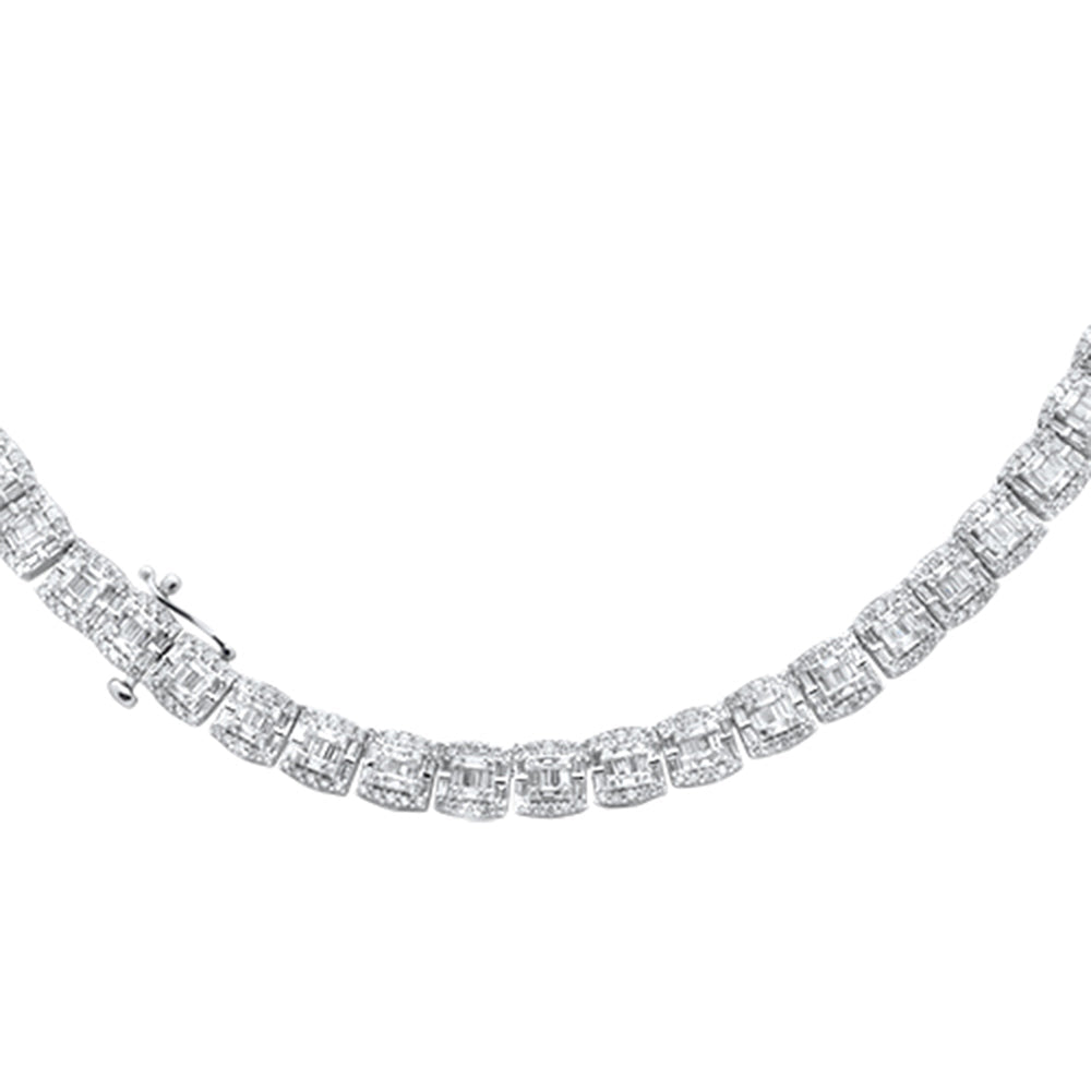 7MM 15.45ct G SI 14K White Gold Baguette & Round Diamond Necklace 22"
