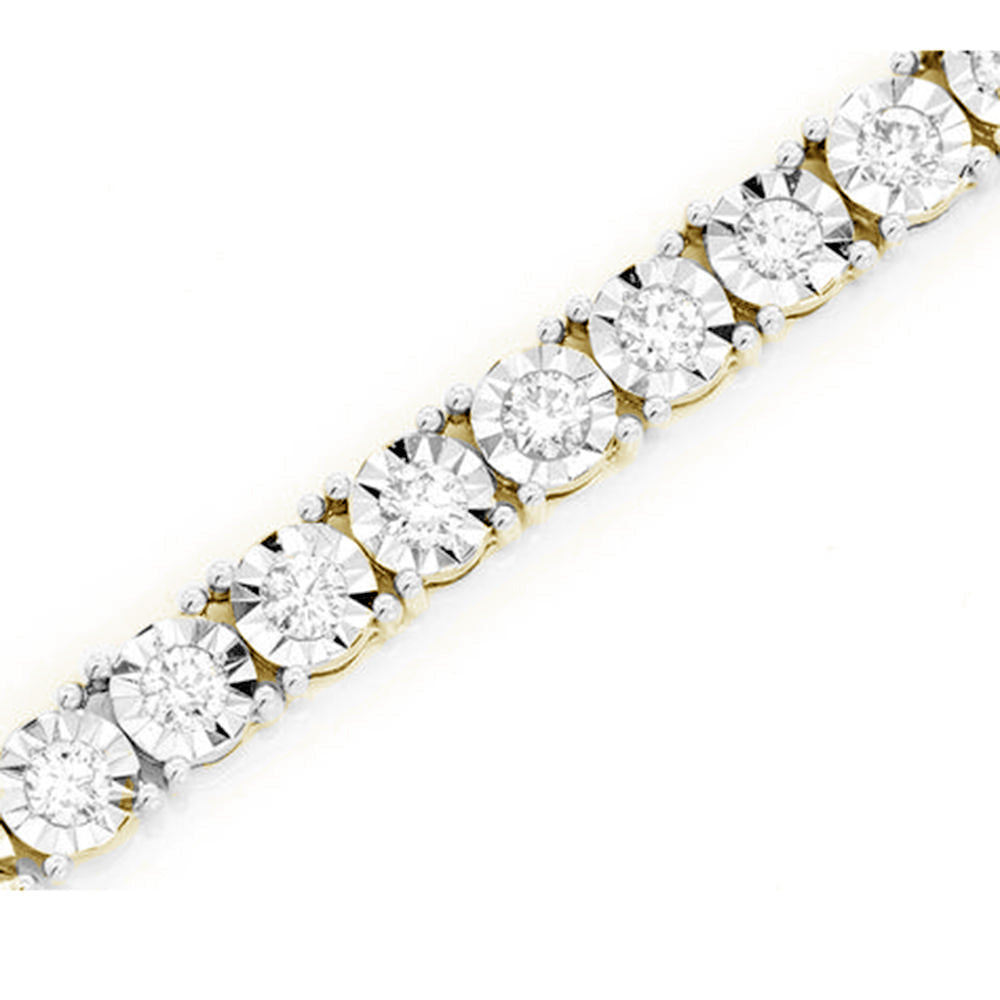 2.71ct G SI 14K Yellow Gold Tennis Miracle Necklace 22"