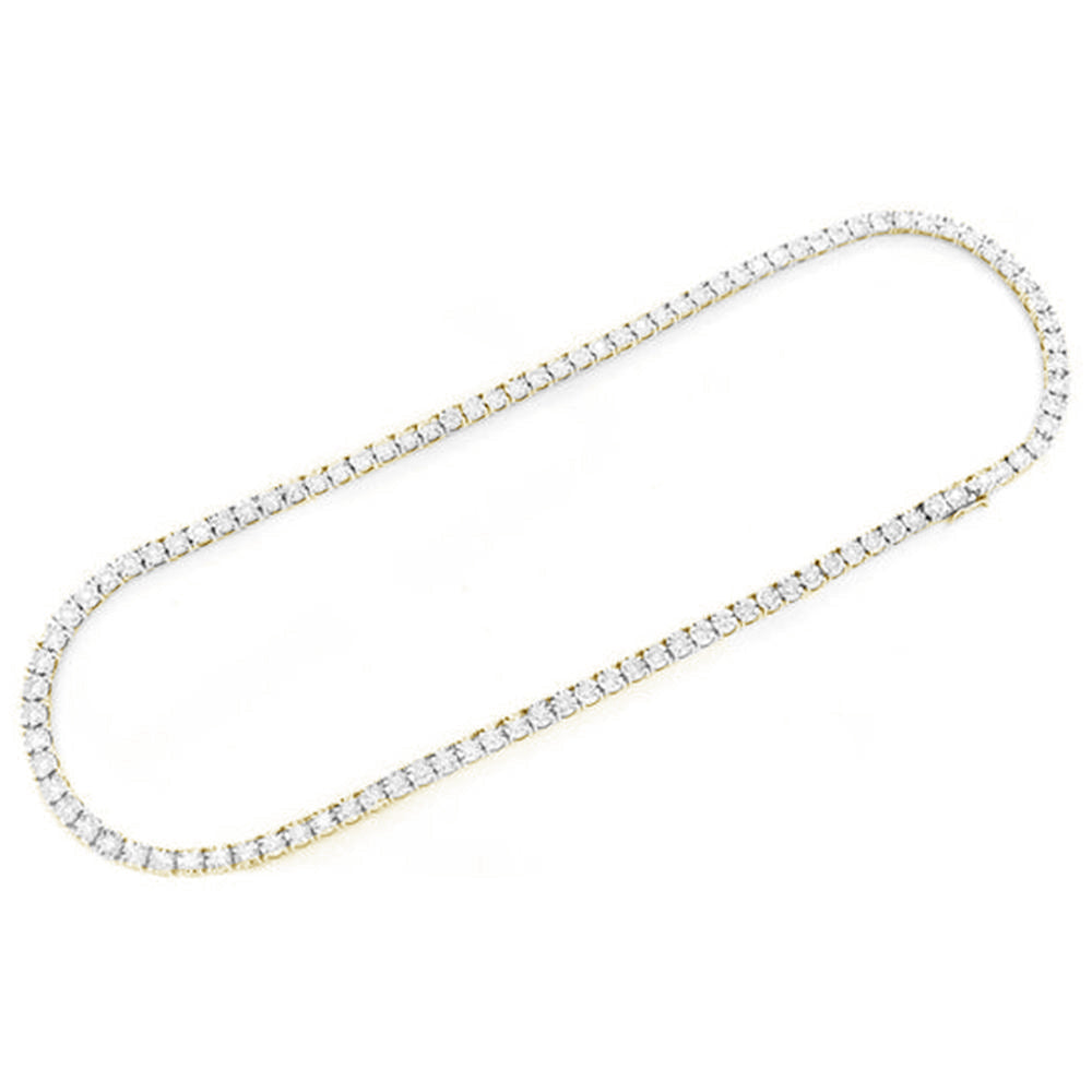 SPECIAL! 1.42ct G SI 10K Yellow Gold Tennis Illusion Set Tennis Necklace 20"