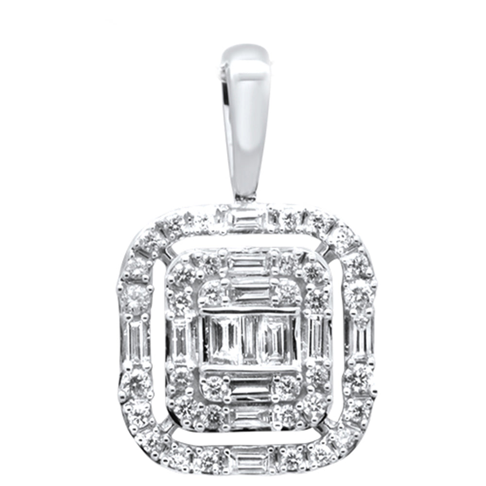 .33ct G SI 14K White Gold Round & Baguette Diamond Pendant