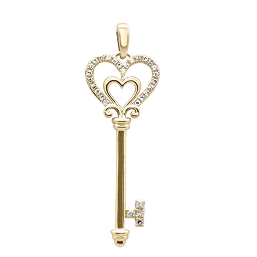 .13ct G SI 14K Yellow Gold Diamond Heart Key Pendant