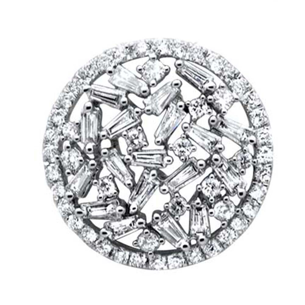 1.01ct G SI 14K White Gold Round & Baguette Diamond Charm Slide Pendant