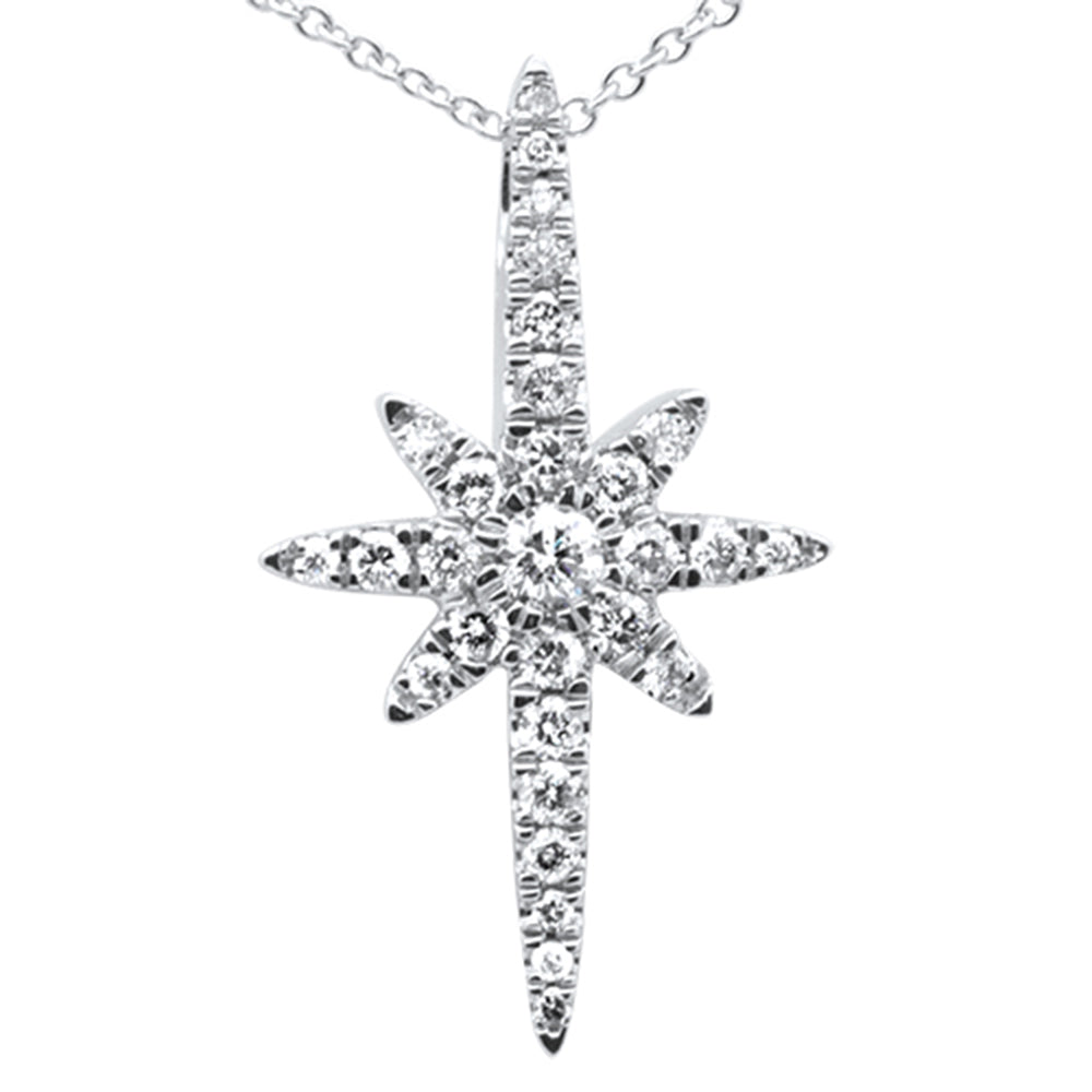 .42ct G SI 14K White Gold Diamond Starburst Charm Pendant Necklace 18"