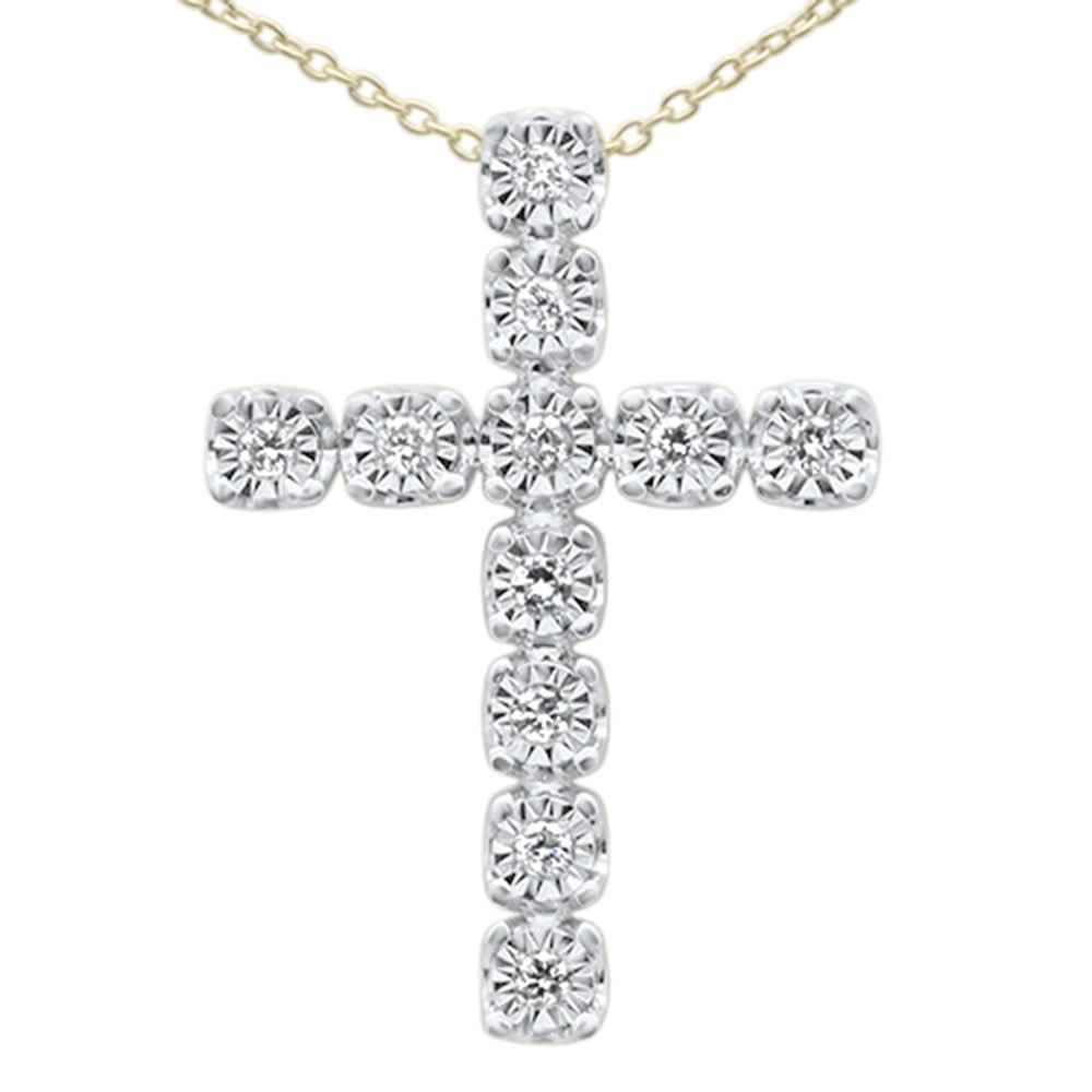 .25ct G SI 10K Yellow Gold Diamond Cross Necklace Pendant
