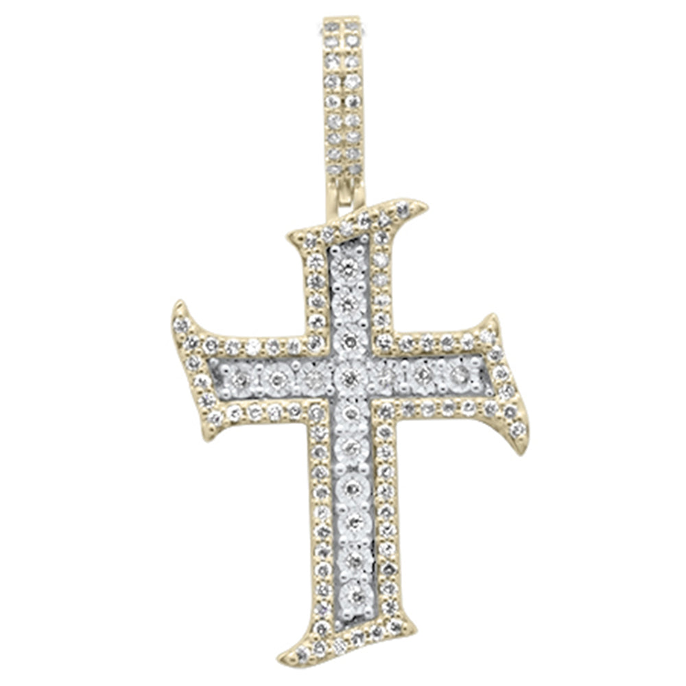 .55ct G SI 10K Yellow Gold Diamond Cross Necklace Pendant