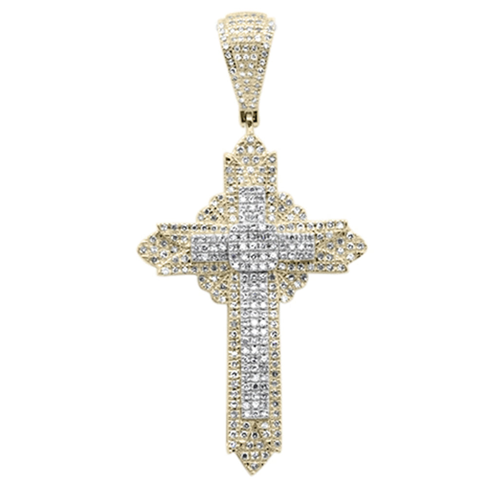 .77ct G SI 10K Yellow Gold Diamond Cross Necklace Pendant