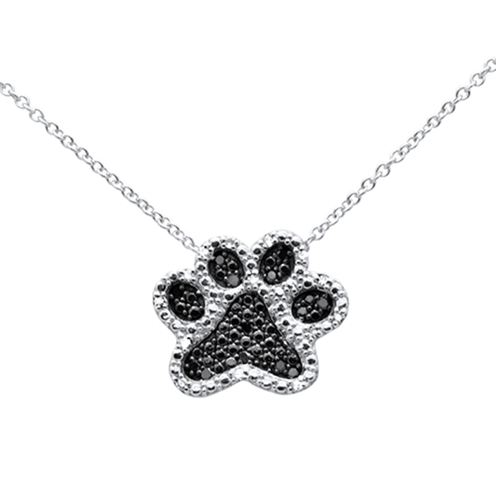 SPECIAL! .10ct G SI 14K White Gold Diamond Dog Paw Pendant Necklace 18"