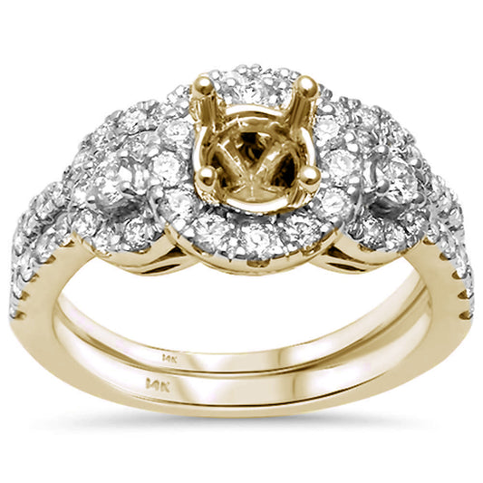 DIAMOND CLOSEOUT! 1.11ct G SI 14kt Yellow Gold Three Stone Diamond Semi Mount Ring Size 6.5