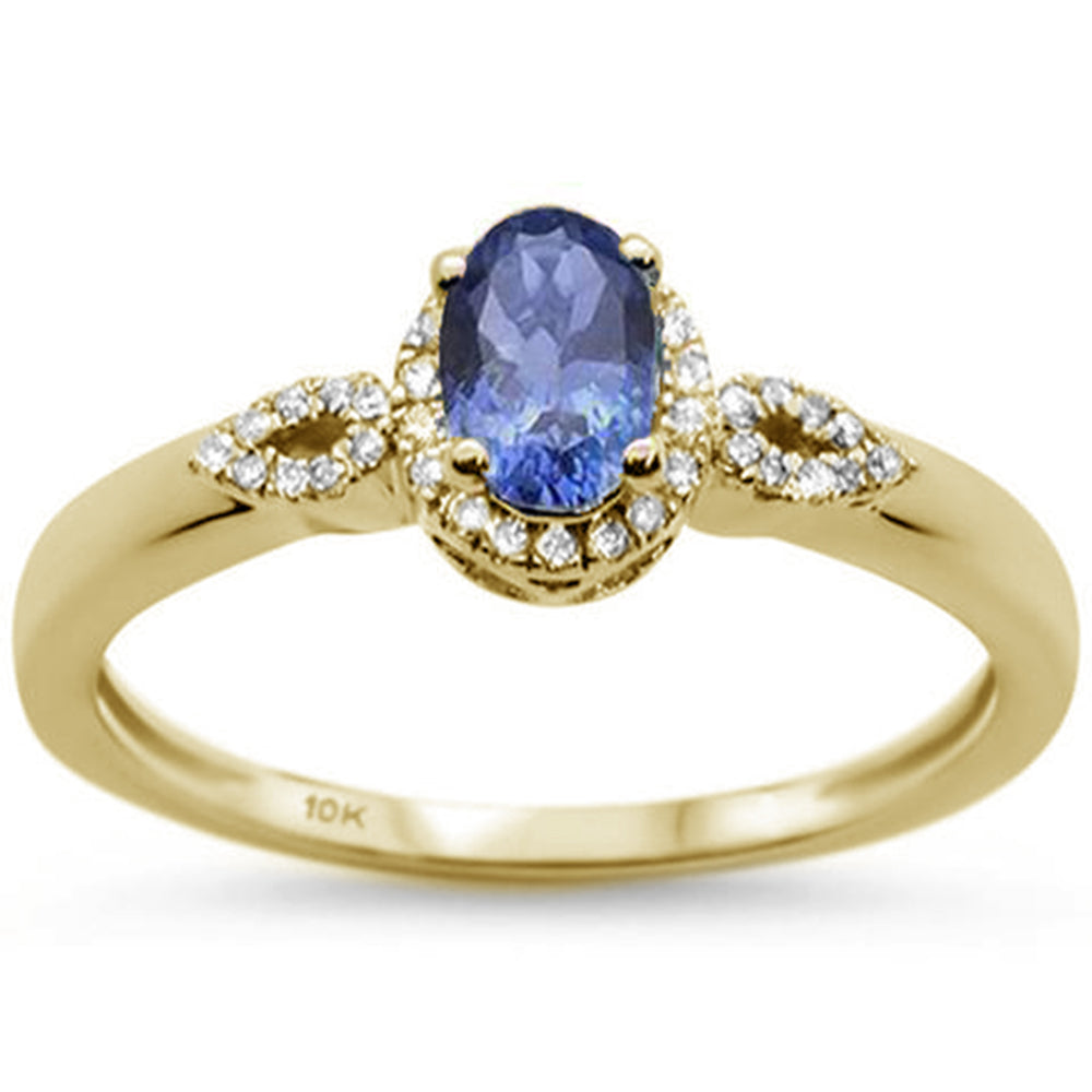 .81ct 10K Yellow Gold Oval Tanzanite & Diamond Ring Size 6.5