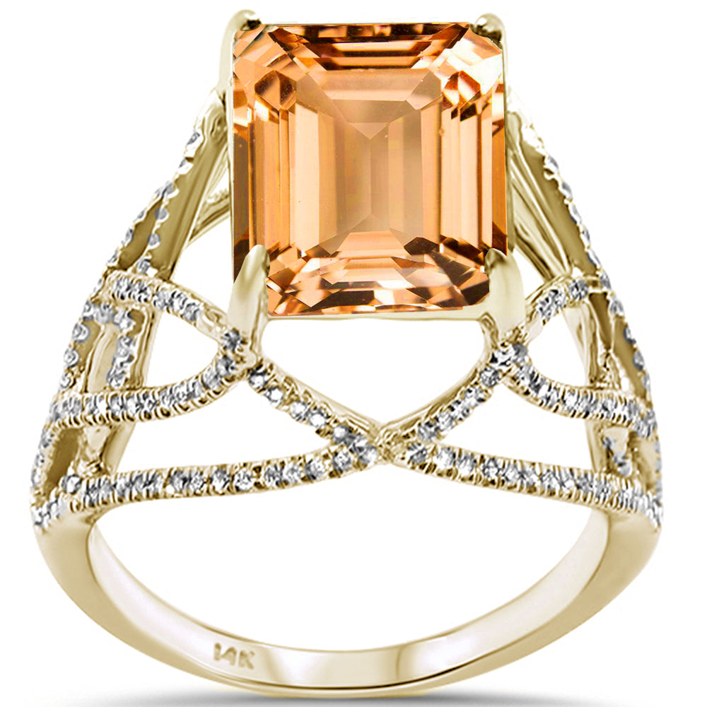 5.87ct F SI 14K Yellow Gold Citrine & Diamond Ladies Ring Size 6.5