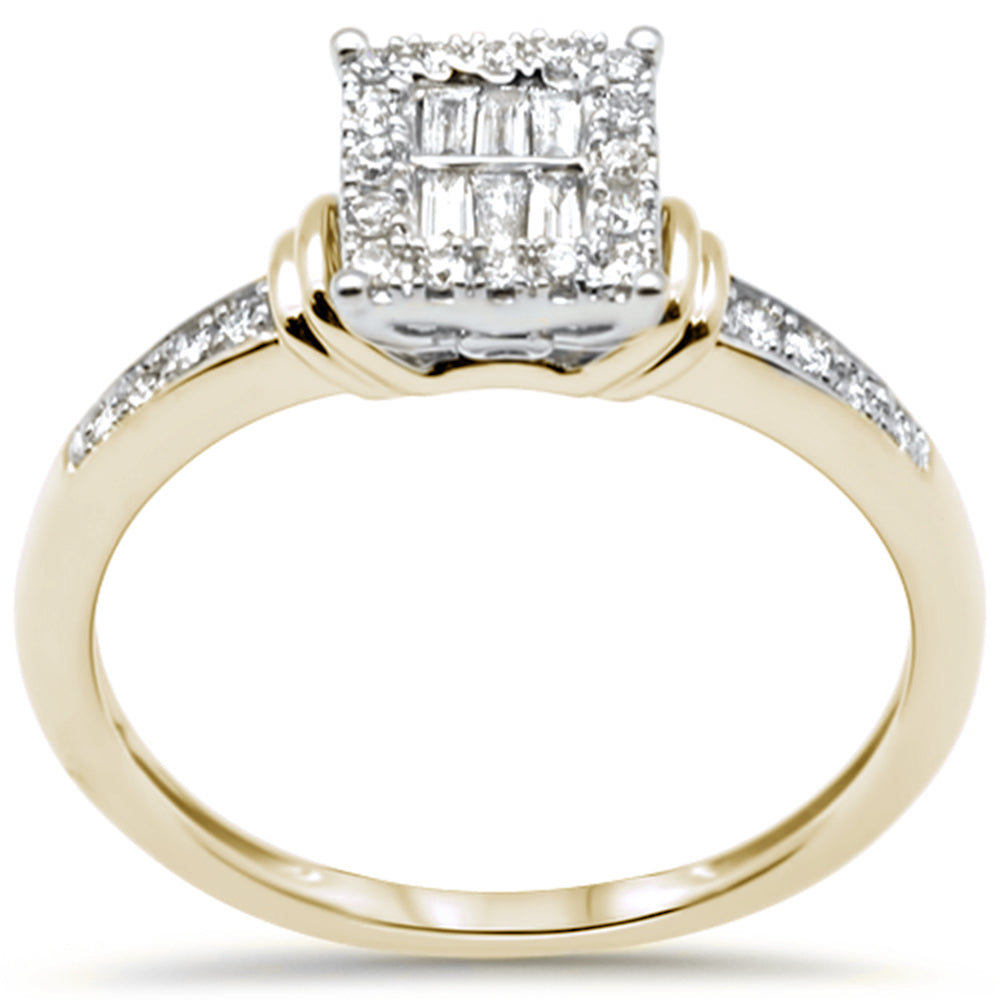 .20ct G SI 14K Two Tone Gold Diamond Round & Baguette Ring Size 6.5