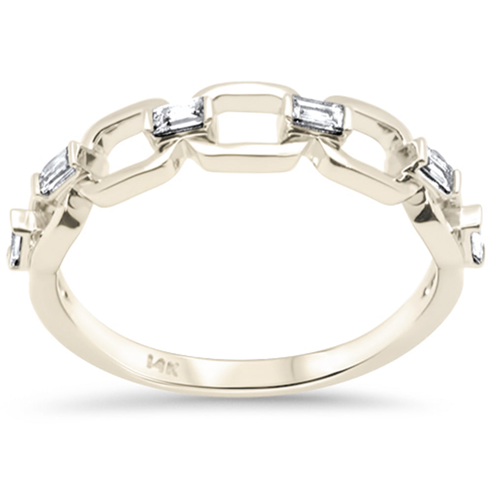 SPECIAL! .14ct G SI 14K Yellow Gold Baguette Diamond Stone Ring Band Size 6.5