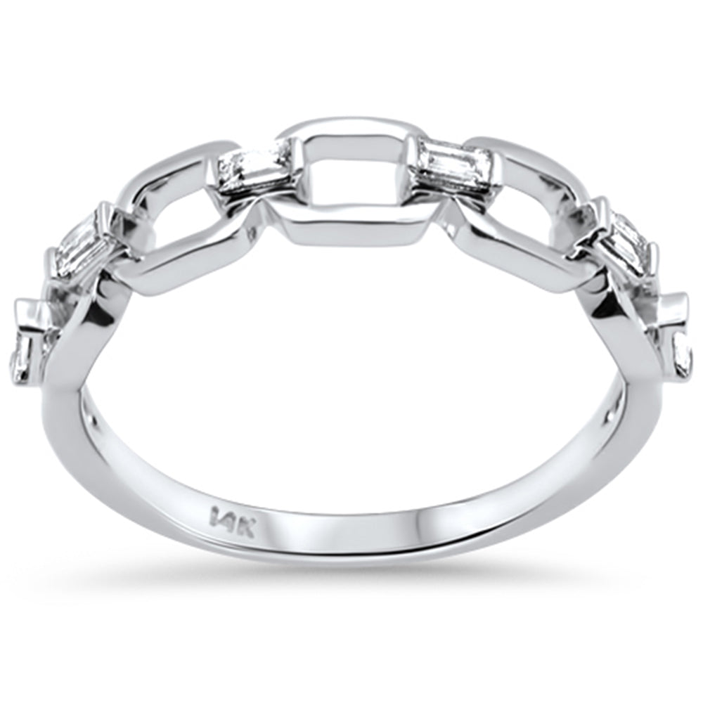 SPECIAL! .14ct G SI 14K White Gold Baguette Diamond Stone Ring Band Size 6.5