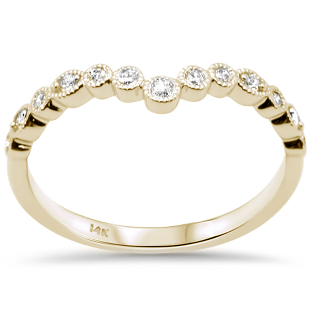 .13ct G SI 14K Yellow Gold Diamond Bezel Set Stackable Band Ring Size 6.5