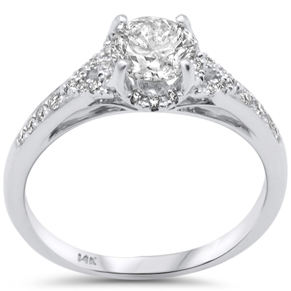 .96ct G SI 14K White Gold Round Diamond Halo Engagement Ring Size 6.5