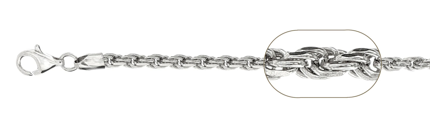 070-3.5MM Rope Chain .925 Solid Sterling Silver Sizes 16-30"