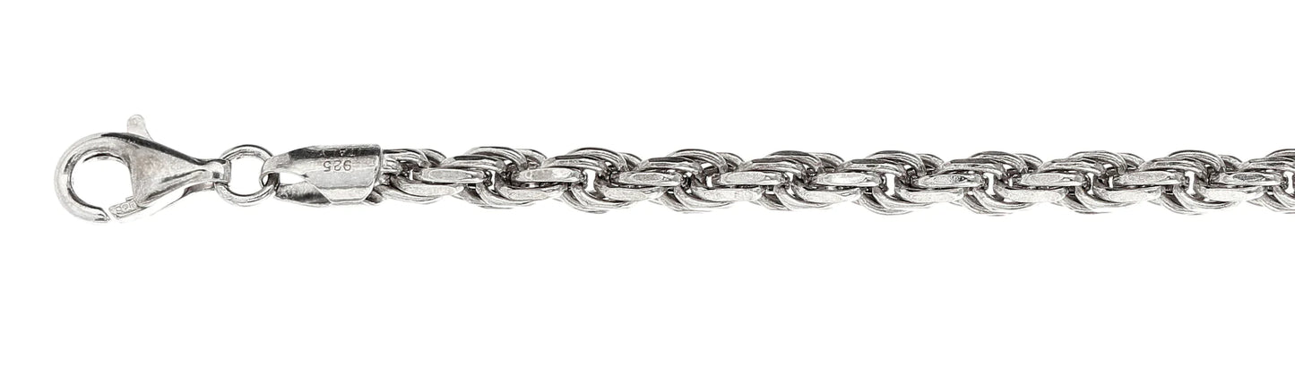 100-5MM Rope Chain .925 Solid Sterling Silver Sizes 7-30"