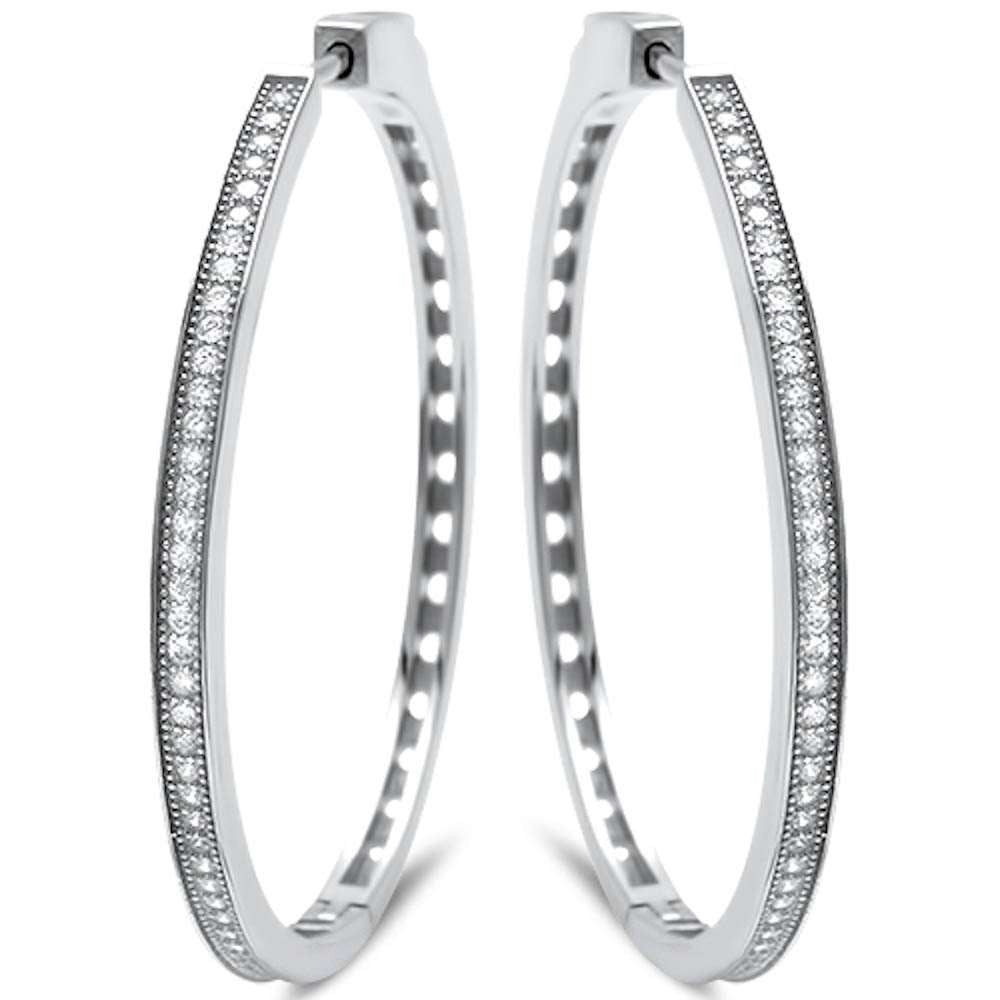 Micro Pave Cz Hoop .925 Sterling Silver Earrings