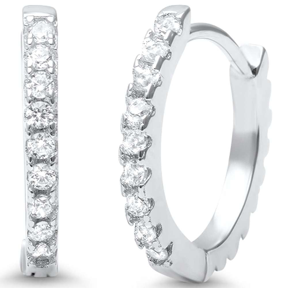 Round CZ .925 Sterling Silver Hoop Earrings
