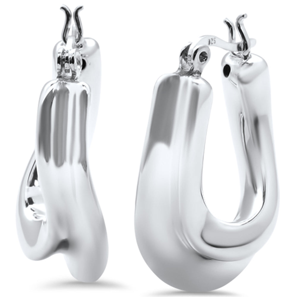 CLOSEOUT!Plain Twisted J Hoop .925 Sterling Silver Earrings