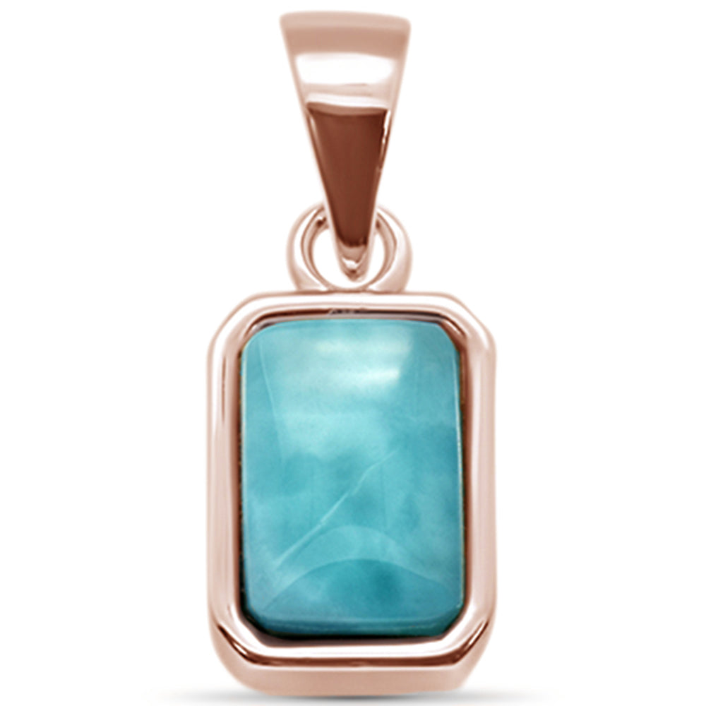 Rose Gold Plated Natural Larimar .925 Sterling Silver Pendant