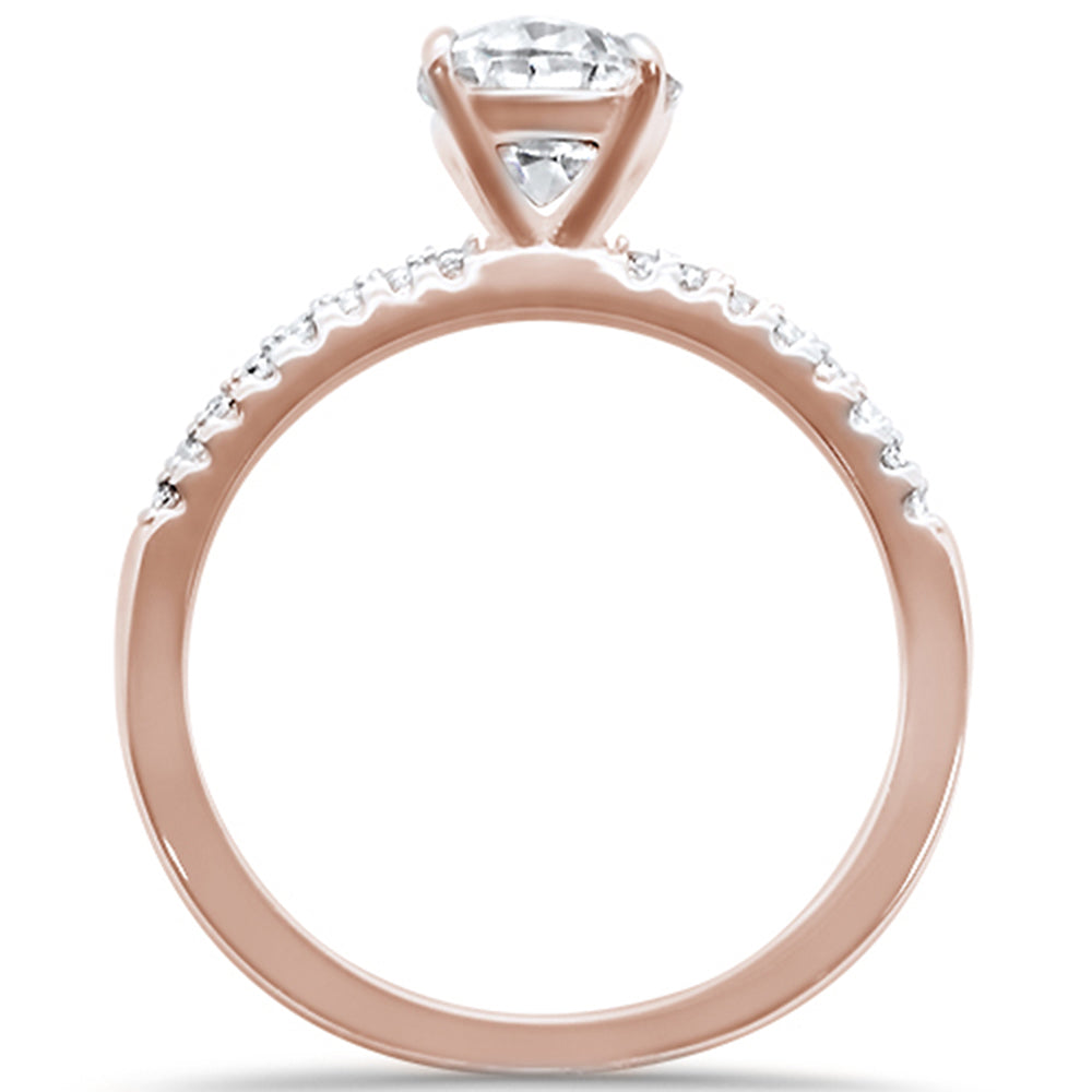 2.00ct 9x7mm Rose Gold Plated Oval & Round Cubic Zirconia .925 Sterling Silver Solitaire Engagement Ring Sizes 4-9